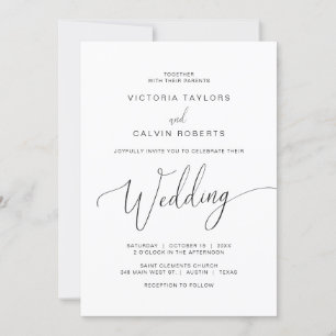 Church Wedding Ceremony Celebration, Black Script Kaart