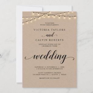 Church Wedding Ceremony Celebration, Brown Kraft Kaart