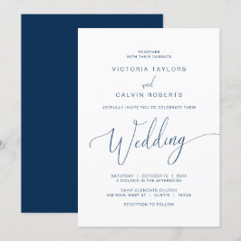 Church Wedding Ceremony Celebration, Navy Blue Kaart