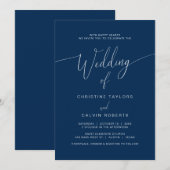 Church Wedding Ceremony Celebration, Navy Blue Kaart (Voorkant / Achterkant)