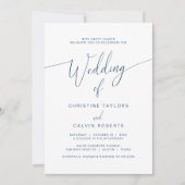 Church Wedding Ceremony Celebration, Navy Blue Kaart (Voorkant)