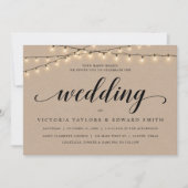 Church Wedding Ceremony, String Lights, Kraft Kaart (Voorkant)