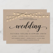 Church Wedding Ceremony, String Lights, Kraft Kaart (Voorkant / Achterkant)