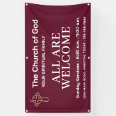 Church Welcome Sign Hanging Banner With Your Logo (Verticaal)