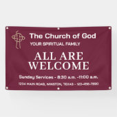 Church Welcome Sign Hanging Banner With Your Logo (Horizontaal)