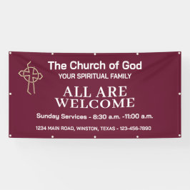 Church Welcome Sign Hanging Banner With Your Logo