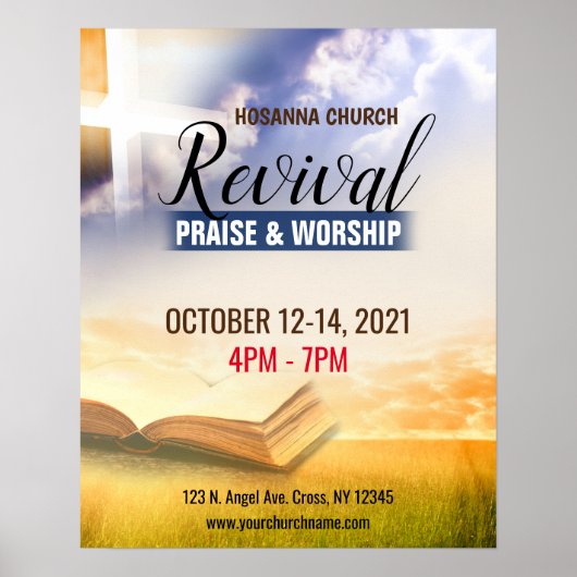 Church Worship Service Revival Poster (Voorkant)