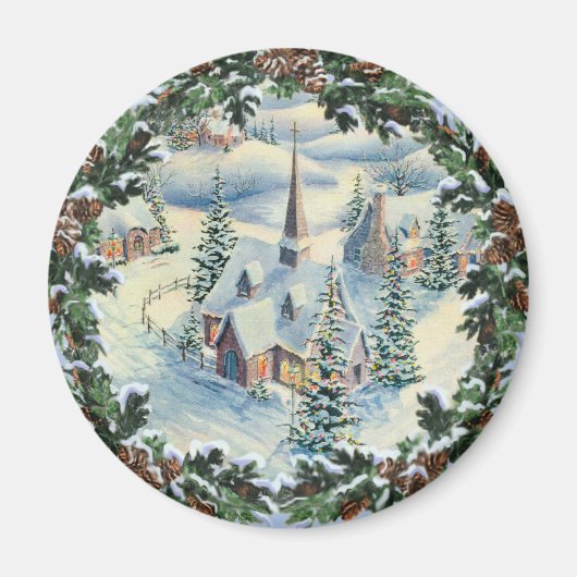 CHURCH & WREATH by SHARON SHARPE Magneet (Voorkant)