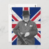 Churchill die met de Britse vlag praat Briefkaart (Voorkant / Achterkant)