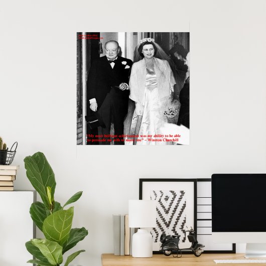 Churchill en beroemd Poster van het huwelijkscitaa (Thuiskantoor)