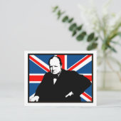 Churchill en Union Jack Briefkaart (Staand voorkant)