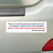 Churchill Heaven Hell Socialism Bumpersticker (Op auto)
