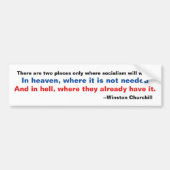 Churchill Heaven Hell Socialism Bumpersticker (Voorkant)