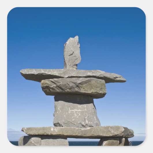 Churchill, Manitoba. Inukshuk Vierkante Sticker (Voorkant)