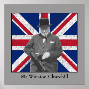 Churchill met een Pistool van Tommy Poster