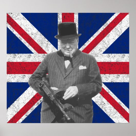Churchill met een Pistool van Tommy Poster (Voorkant)