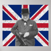 Churchill met een Pistool van Tommy Poster (Voorkant)