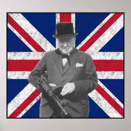 Churchill met een Pistool van Tommy Poster (Voorkant)