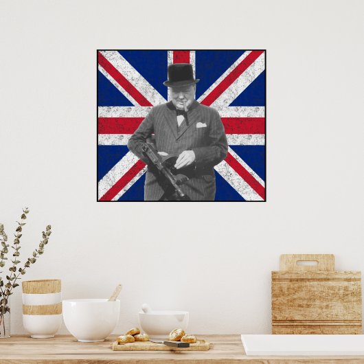 Churchill met een Pistool van Tommy Poster (Keuken)