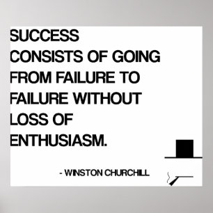 Churchill Motivatie Citaat - Succes Poster