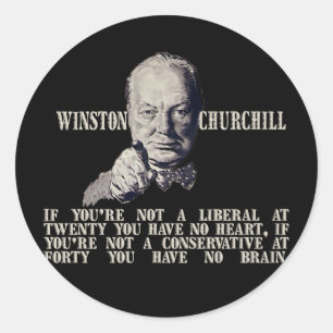 Churchill over conservatieven en liberalen ronde sticker