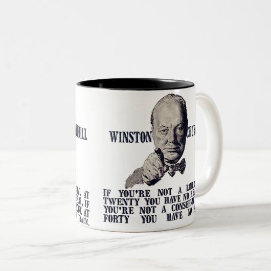 Churchill over conservatieven en liberalen tweekleurige koffiemok (Voorkant rechts)