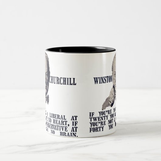 Churchill over conservatieven en liberalen tweekleurige koffiemok (Center)