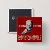 Churchill over conservatieven en liberalen vierkante button 5,1 cm (Voorkant /achterkant)