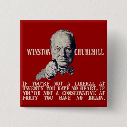 Churchill over conservatieven en liberalen vierkante button 5,1 cm (Voorkant)