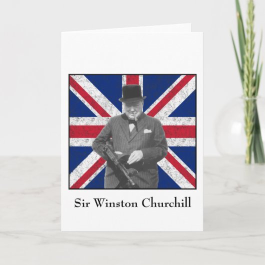 Churchill poseert met de Britse vlag Kaart (Voorkant)