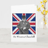 Churchill poseert met de Britse vlag Kaart (Gele Bloem)