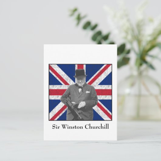 Churchill Posing With The British Flag Briefkaart (Staand voorkant)