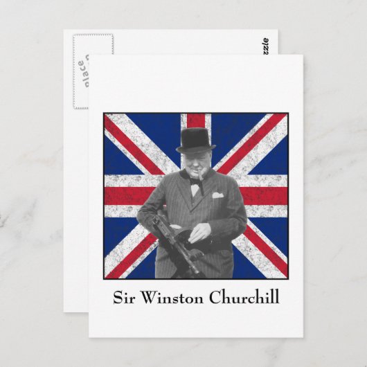 Churchill Posing With The British Flag Briefkaart (Voorkant / Achterkant)