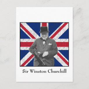 Churchill Posing With The British Flag Briefkaart