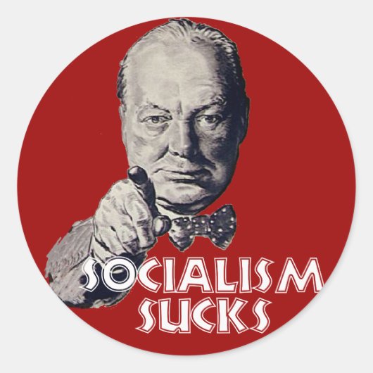 Churchill Quote: Socialisme is klote! Ronde Sticker (Voorkant)