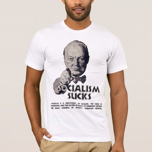 Churchill Quote:  Socialisme Sucks! T-shirt (Voorkant)
