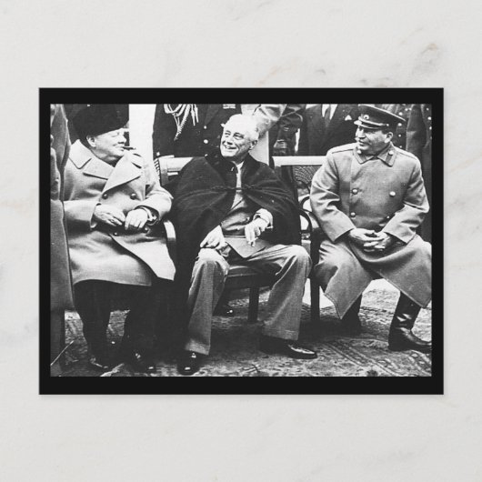Churchill, Roosavelt & Stalin - At Yalta Briefkaart (Voorkant)