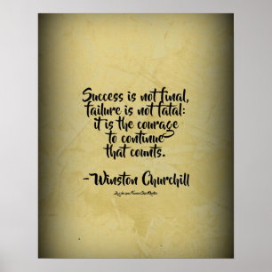 Churchill succes citaat kantoor vintage poster