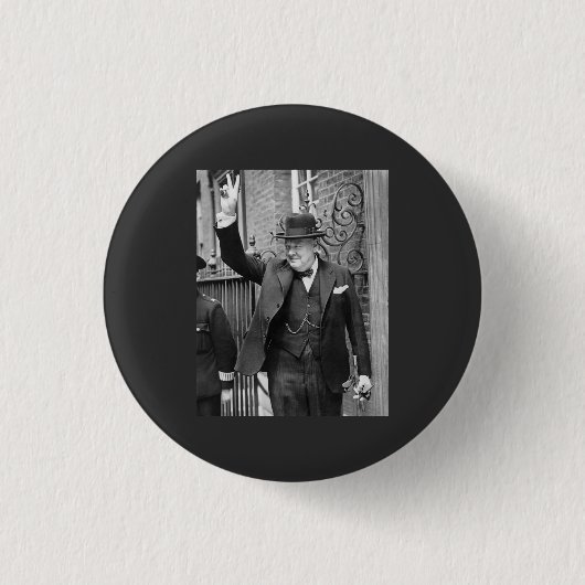CHURCHILL V SIGN. RONDE BUTTON 3,2 CM (Voorkant)