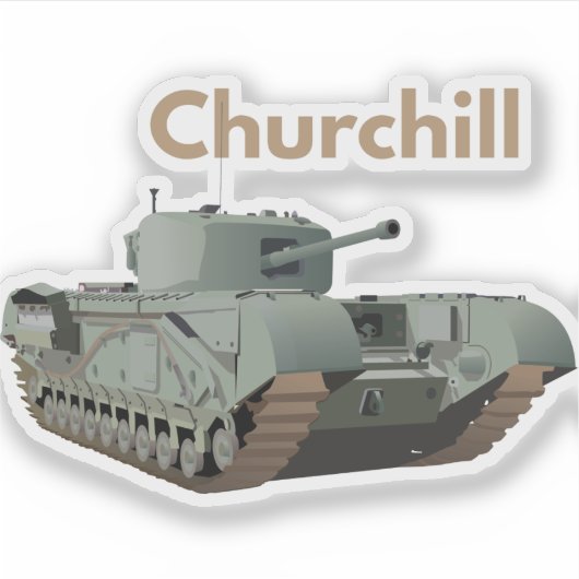 Churchill WW2 British Tank Sticker (Voorkant)