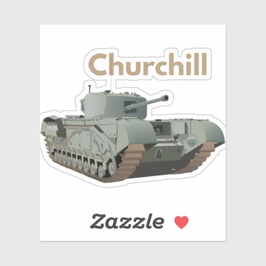Churchill WW2 British Tank Sticker (Vel)