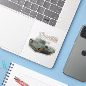 Churchill WW2 British Tank Sticker (Laptop met iPhone)
