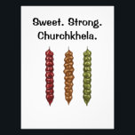 Churchkhela Foto Afdruk<br><div class="desc">Churchkhela is a traditional Georgian confection made from walnuts or hazelnuts strung on a thread and dipped in thickened grape juice, sometimes mixed with flour or other natural ingredients to create a chewy, sweet treat. Often referred to as "Georgian snickers, " it is a beloved snack that has been made...</div>