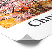 Chureito Pagoda Japan Travel Waterverf Hand geteke Poster (Hoek)