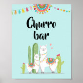 Churro Bar Snack Fiesta Llama Baby Shower Bord Poster (Voorkant)