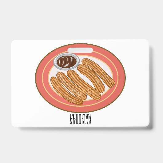 Churro cartoon illustratie badge (Voorzijde)