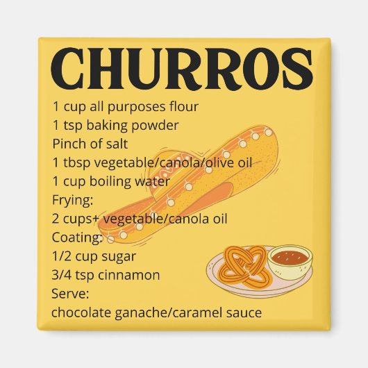 Churros eenvoudig recept magneet (Voorkant)