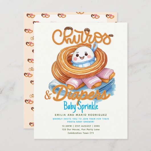 Churros en Luiers Baby Sprinkle Shower BUDGET (Voorkant / Achterkant)