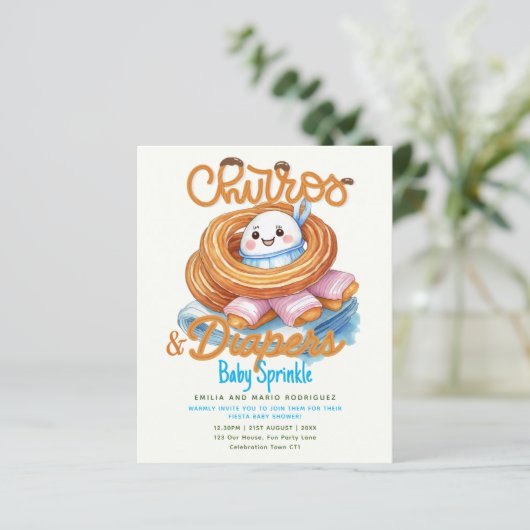 Churros en Luiers Baby Sprinkle Shower BUDGET (Staand voorkant)