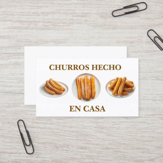 Churros hecho en casa visitekaartje (Voorkant / Achterkant in situ)